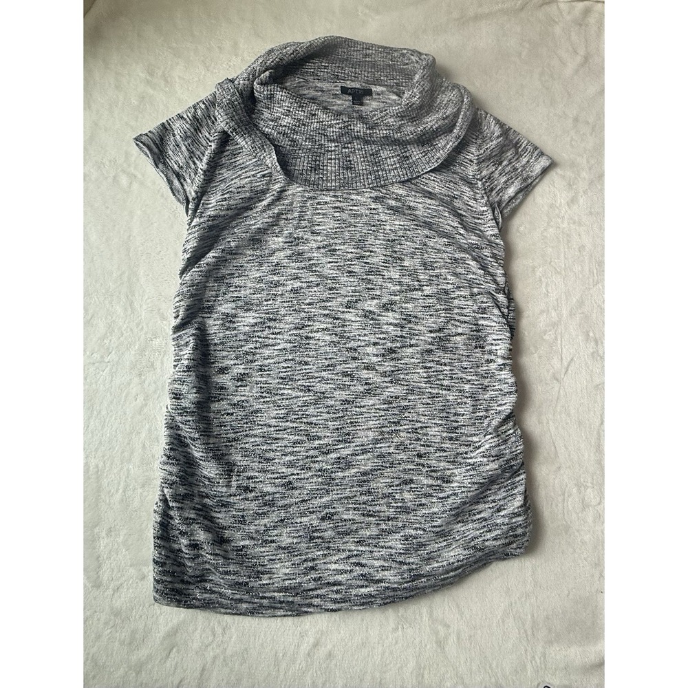APT. 9 Gray Marled Knit Cowl Neck Short Sleeve Tunic Top Women's Size L